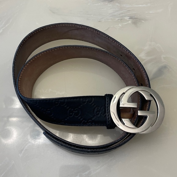 Men’s Leather Signature Gucci Belt - Picture 1 of 8